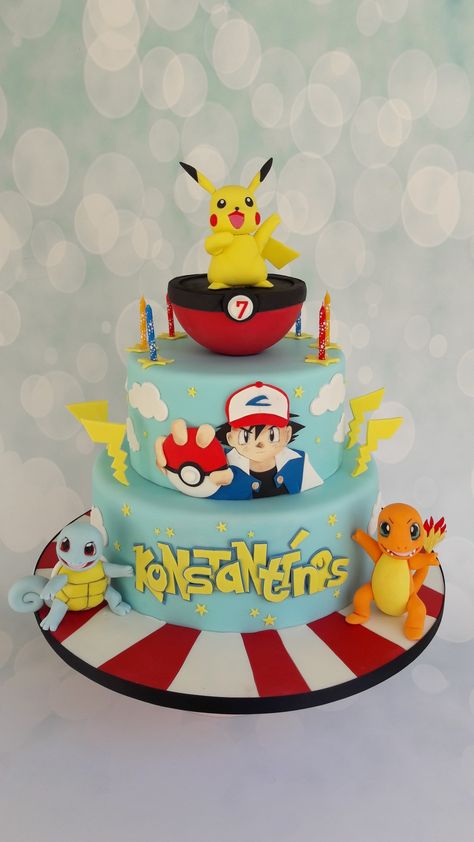 Pokemon Birthday Cake Boys, Torte Pokemon, Pokemon Theme Cake, Happy Birthday Ethan, Pikachu Cake Birthdays, Pastel Pokemon, Cake Pikachu, Pokemon Torte, Bolo Pikachu