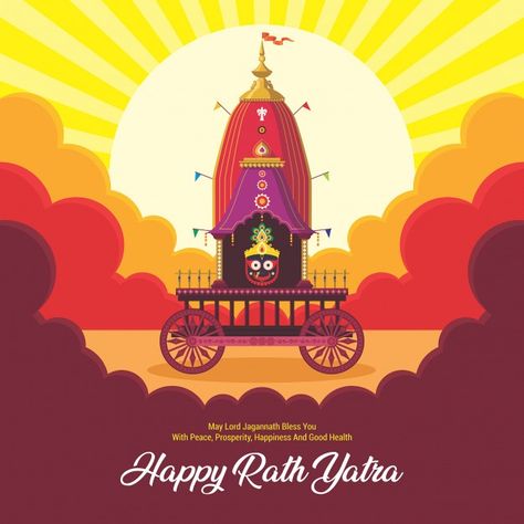 Ratha yatra festival celebration for lor... | Premium Vector #Freepik #vector #card #celebration #happy #india Happy Ratha Yatra, Lord Jagannath Puri, Happy Rath Yatra, Puri Odisha, Jagannath Puri, Ratha Yatra, Puri Jagannadh, Bacillus Subtilis, Rath Yatra