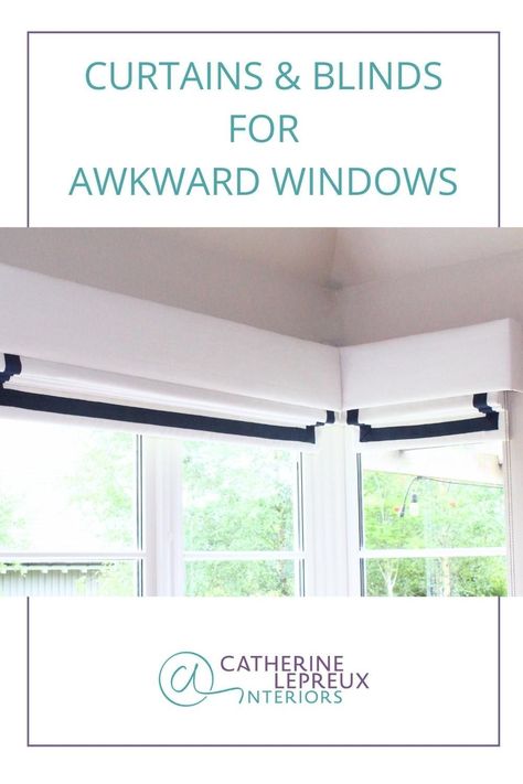 In Scotland, we're frequently tasked with designing blinds for awkward windows like patio doors, french doors and corner windows. These awkward shaped windows are common around here, and standard blinds generally don't match their shape. We're excited to share some inspiration for bespoke blinds for french doors, patio doors and corner windows. Head to our blog for additional blind ideas and solutions specially designed for awkward windows such as corner windows, french doors and patio doors Window Treatments Corner Windows, Corner Window Curtain Ideas, Corner Windows With Curtains, Corner Window Blinds, Curtains For Corner Windows, Square Bay Window Ideas, Ideas For Curtains, Square Bay Window, Patio Doors French