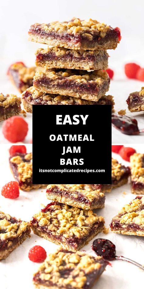 Chewy Oatmeal Bars, Easy Breakfast Bar, Oatmeal Bars Healthy, Oatmeal Dessert, Oatmeal Crisp, Jam Bars, Breakfast Bars Recipe, No Bake Oatmeal Bars, Easy Jam