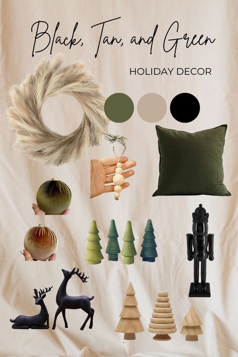 Black Tan and Green Holiday Decor on Amazon Olive Green Christmas Decor Ideas, Black Tan Green Christmas Decor, Green And Tan Christmas Decor, Black White And Green Christmas Tree, Green Black Brown Christmas Decor, Black Green Christmas Decor, Black Tan And Green Christmas, Black And Green Christmas Tree, Green And Black Christmas Decor