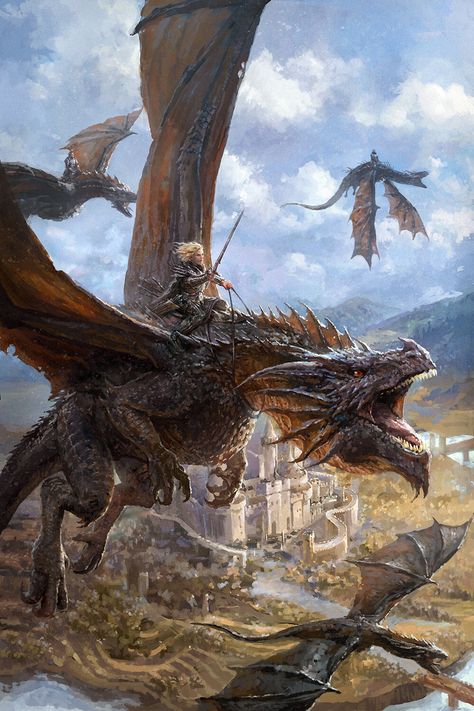 Dragon Riders, Joe Requeza on ArtStation at https://www.artstation.com/artwork/EVWD3e Dragon Riders, Dragon House, Asoiaf Art, Gra O Tron, Dragon Knight, Game Of Thrones Art, 다크 판타지, Dragon Rider, Dragon Pictures