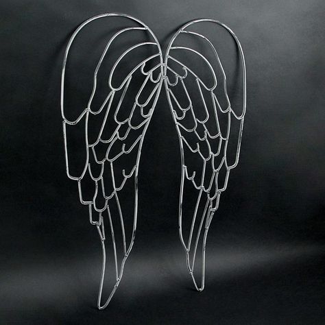 Amazon.com: Distinctive Designs Metal Wire Art Angel Wings Wall Sculpture 25 inch : Home & Kitchen Metal Angel Wings, Wire Angel, Metal Wire Art, Angel Wings Wall Decor, Angel Wings Wall, Wing Wall, Art Angel, Angel Sculpture, Wreath Forms