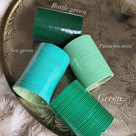 A T I Y A C H O U D H U R Y on Instagram: “NEW IN - Matte Bangles (Shades of Green). 👆Tap on the pic for prices⁣⁣⁣ 🇬🇧 Prices are in GBP (£) ⁣⁣⁣ 🛍 Shop online at…” Indian Bridal Bangles, Bangles Ideas, Green Bangles, Saree Function, Beautiful Bangles, Thread Bangles Design, Bridal Chura, Traditional Aesthetic, Colorful Bangles