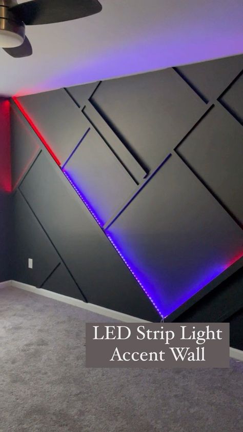 Teenage Boys Bedroom Led Lights, Accent Wall Led Lights, Small Teen Room Ideas For Boys, Led Light Accent Wall, Led Boys Bedroom, Ideas For Teenage Boys Room, Kids Gaming Bedroom Ideas Boys, Boys Room With Led Lights, Teenage Boys Bedroom Ideas Led Lights