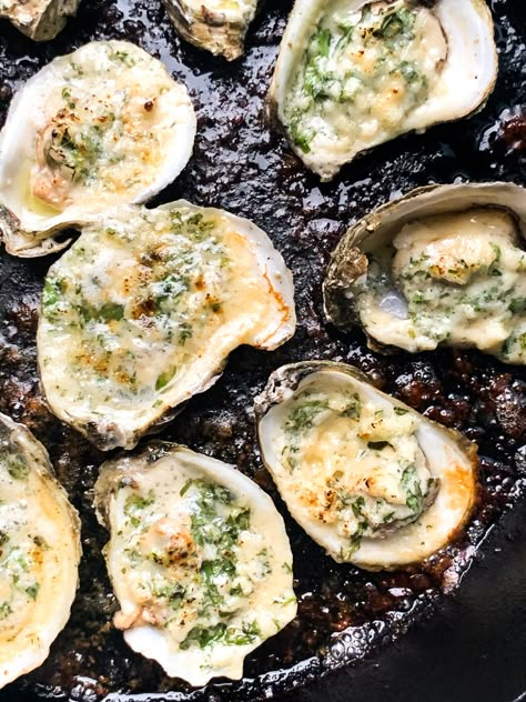 Char Grilled Oysters, Oysters Grilled, Oysters On The Grill, Chargrilled Oysters Recipe, Baked Oyster Recipes, Oyster Bake, Broiled Oysters, Grilled Garlic, Grilled Seafood Recipes