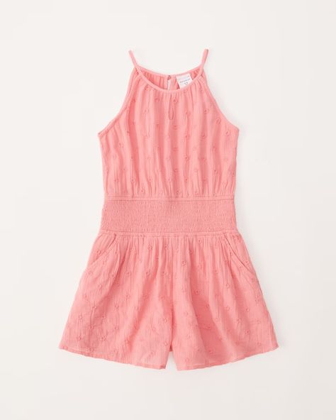 girls high-neck smocked waist romper | girls dresses & rompers | Abercrombie.com American Clothing, Girls High, Abercrombie Kids, Girls Rompers, Dress Romper, Kids' Dresses, American Apparel, Abercrombie Fitch, Smocking