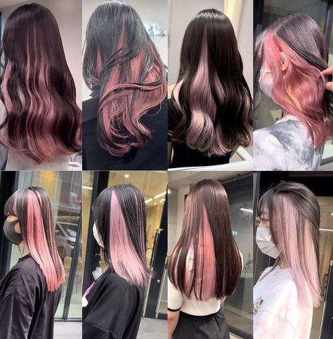 Black Pink Hair Color, Black Pink Hair, Black And Pink Hair, 2024 Hair Trends For Women, 2024 Hair Trends, Hair Color Idea, Skunk Hair, Pink Hair Color, Hair Streaks