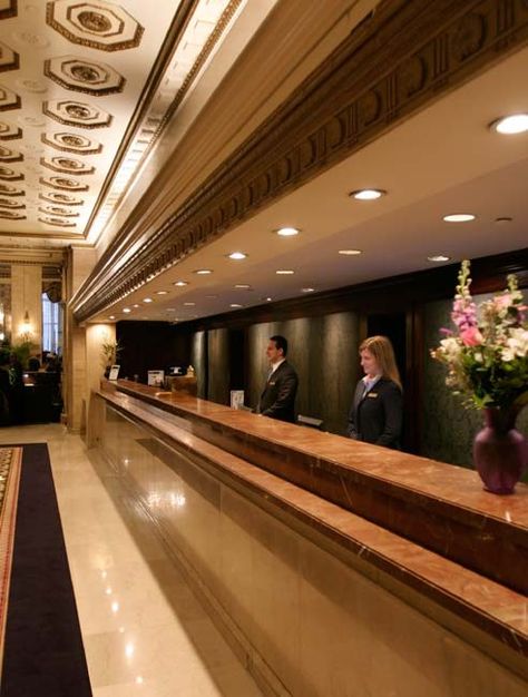 Front Desk, Roosevelt Hotel NYC. Hotel Lobby Front Desk, Luxury Hotel Front Desk, Hotel Front Desk Aesthetic, Luxury Hotel Reception Desk, Hotel Receptionist Design, Hotel Reception Aesthetic, Hotel Management Hospitality Aesthetic, Hotel Job Aesthetic, Hotel Receptionist Aesthetic