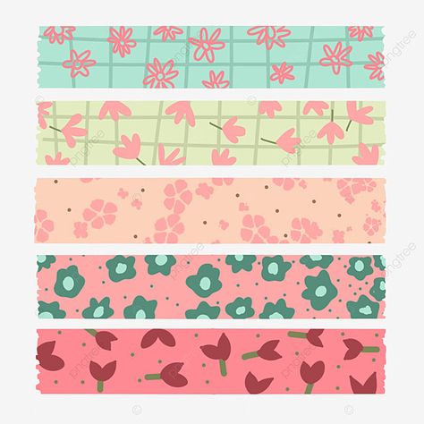 Tape Illustration, Washi Tape Png, Tape Png, Journaling Printables, Tape Pattern, Scrapbook Background, Scrapbook Stickers Printable, Washi Tapes, Journal Doodles