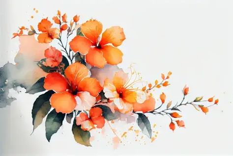 Watercolor Orange Flowers, Flower On White Background, Image Flower, Watercolor Orange, Orange Water, Fleur Orange, Acrylic Painting Flowers, Fruit Painting, Flower Background