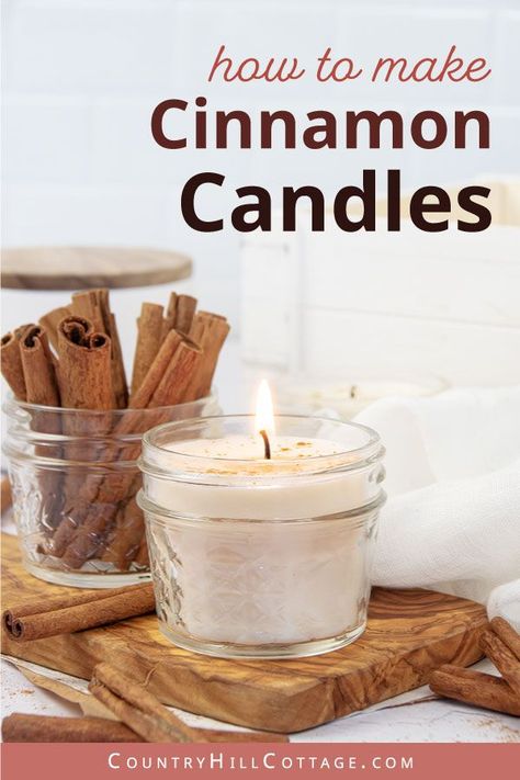 Iced Coffee Candle Diy, Diy Cinnamon Candle, Cinnamon Roll Candle, Cinnamon Candles, Homemade Candle Recipes, Candle Diy Mason Jar, Candle Recipes, Candle Making Tutorial, Cinnamon Scented Candles