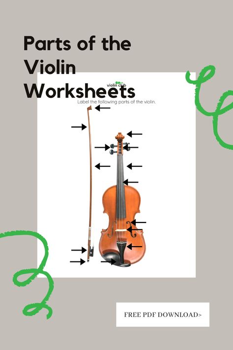 Parts Of The Violin Worksheet, Parts Of The Violin, Violin Parts, Learn Violin, Violin Lessons, Flashcards For Kids, The Violin, Online Student, Teaching Middle School