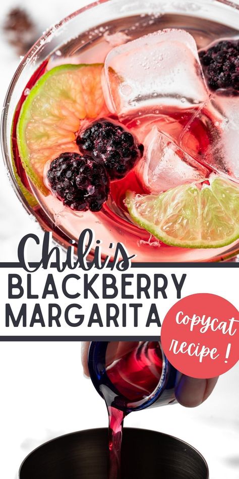 This Chili’s Blackberry Margarita Recipe is a delicious Chili’s copycat cocktail recipe. Made with blackberry syrup, Patron reposado tequila, lime juice and Cointreau, this tastes just like what you would order in the restaurant! Alcohol Recipes Easy, Blackberry Margarita Recipe, Drinks Alcohol Recipes Easy, Blackberry Cocktail, Blackberry Margarita, Easy Margarita Recipe, Easy Alcoholic Drinks, Margarita On The Rocks, Lime Margarita