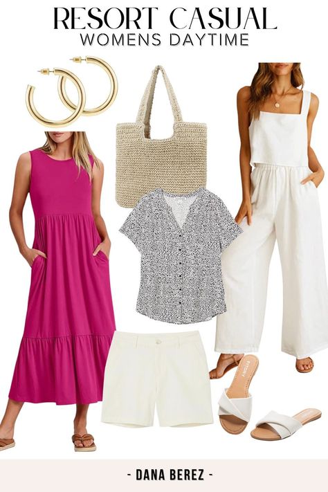 Womens Resort Wear Outfits 2023, Resort Vacation Outfits What To Wear, Beach Outfits Women Vacation Resort Wear Summer Dresses, Punta Cana Outfits Resort Wear, All Inclusive Resort Outfit Ideas, Resort Casual Attire Women, Beach Vacation Clothes, Resort Casual Wear, Resort Vacation Outfits