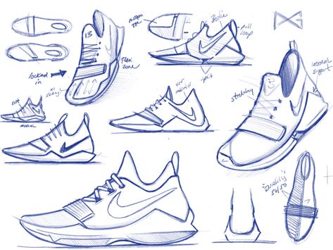 Paul George is the latest Nike athlete to receive his own shoe, joining a rare club that includes LeBron James and Kevin Durant. Basketball Shoes Drawing, Shoes Drawing Reference, Paul George Shoes, New Nike Sneakers, Basketball Drawings, Sneakers Sketch, Sneakers Drawing, Shoe Sketches, Clothing Reference