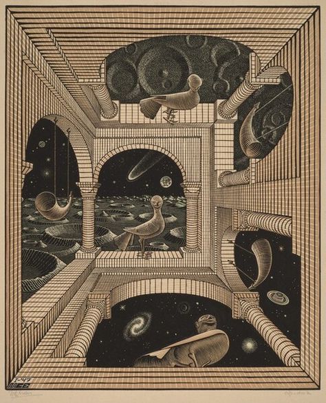 Other World (Another World) Escher Art, M C Escher, Poster Vintage Retro, Mc Escher, National Gallery Of Art, Square Canvas, Wood Engraving, Exhibition Poster, Fine Arts Posters