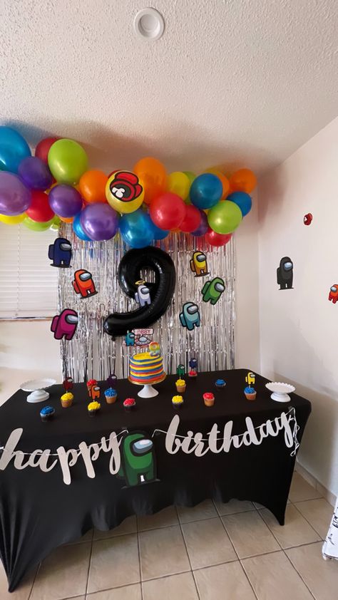 Amongus Birthday Party, Among Us Birthday Cupcakes, Amount Us Birthday Party Ideas, Among Us Bday Party, Among Us Themed Birthday Party, Among Us Party Theme Ideas, Among Us Birthday Party Decoration, Among Us Decoration, Ideas De Candy Bar