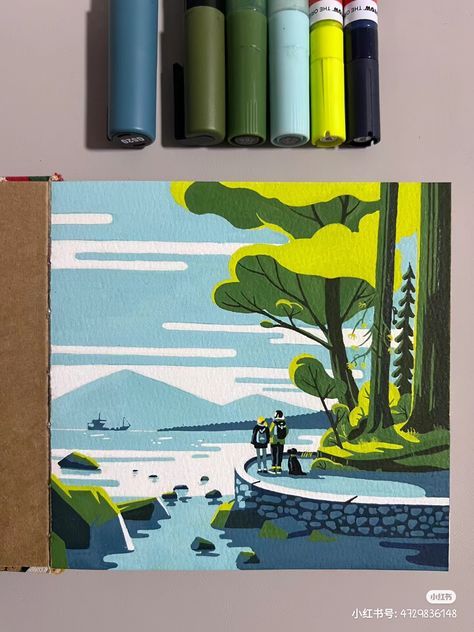 Painting With Acrylic Markers, Alchohal Marker Art, Acrylic Pen Art Ideas, Acrylic Marker Painting, Acrylic Marker Art Ideas, Acrylic Marker Art, Posca Art Doodle, Posca Marker Art, Posca Illustration