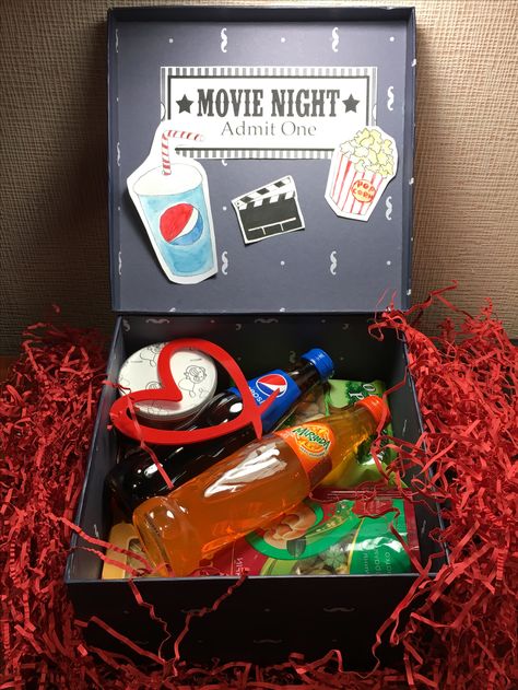 Movie Night Box, Mystery Box, Box Gift, Movie Night, Valentine Gifts, Gum, Gift Box, Valentines Day, Valentines