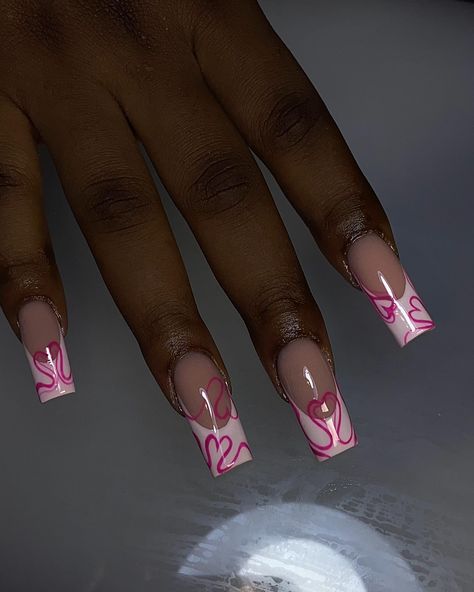 Wrapped in hearts 💕 💕💕. How cute is this set?? 🤗🤗 #nails #acrylicnails #heartnails #frenchnails #nailsinogba #nailsinberger #lagosnailtech #ogbanails #nailsoftheday #pinknails💅 Angel Wings Halo, Set Nails, Girly Acrylic, Angel Wings Heart, Girly Acrylic Nails, March 27, Heart Nails, Nail Technician, Nail Tech