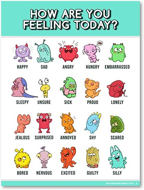 Amazon.com: school nurse: Office Products Feelings Chart For Kids, Emotions Chart, Emotions Posters, Emotion Chart, Kids Feelings, Feelings Chart, Emotional Child, Chart For Kids, Social Emotional Skills