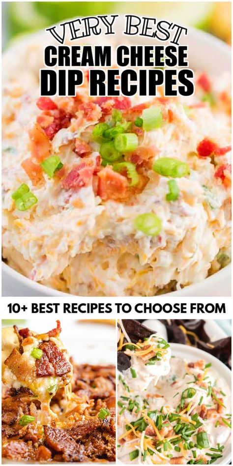 These Cream Cheese Dip Recipes are some of the easiest dip recipes you can make and they're so delicious that everyone will be begging you for the recipe! Cream Cheese Cracker Dip, Easy Cream Cheese Appetizers, Cream Cheese Veggie Dip, Cream Cheese Dip Recipes, Cream Cheese Appetizer Recipes, Recipes Using Cream Cheese, Cream Cheese Spread Recipes, Cream Cheese Recipes Dip, Cheese Recipes Appetizers