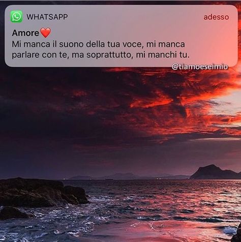 Mi manca il suono della tua voce mi manca parlare con te ma soprattutto mi manchi tu♥️ Random Vibes, Learning Italian, Secret Love, Iphone, Instagram Posts, Quotes, Instagram