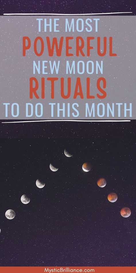 Picture of moon going through its phases in night sky with text overlay The Most Powerful New Moon Rituals to Do This Month New Moon Phase, Moon Rituals, Set Intentions, New Moon Rituals, Wiccan Spell Book, Crystal Grids, Lunar Cycle, Wiccan Spells, Spells Witchcraft