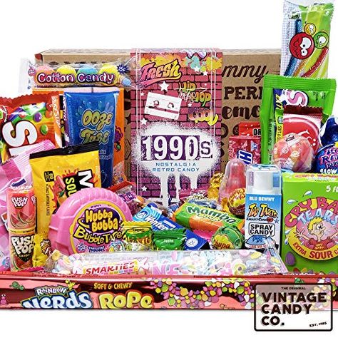 90s Candies, 1990s Candy, 90s Candy, 90s Gift, 90s Theme Party, 90's Birthday Party, Themed Gift Baskets, Retro Candy, Candy Gift Box