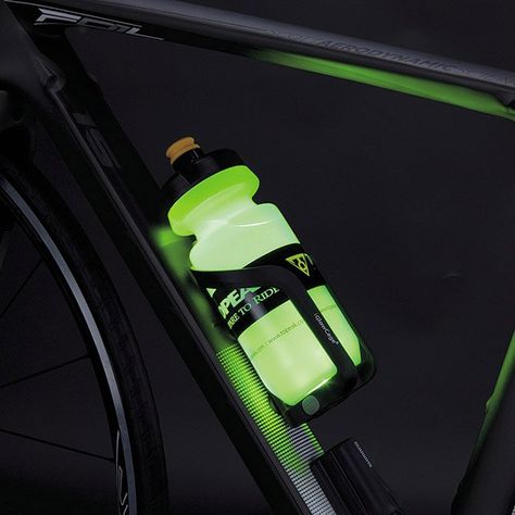 iGlowCageB Water Bottle by Topeak #Adventure, #Bike, #Bottle, #GlowInDark, #Water Interesting Gadgets, Bike Cage, Green Water Bottle, Bike Water Bottle, Night Ride, Clear Bottle, Best Boyfriend Gifts, Electric Light, Survival Life