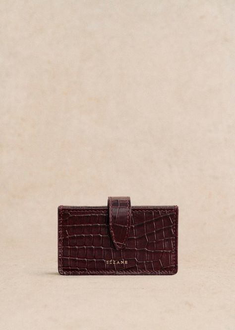 Ginette Card Holder - Chocolate Croco Print  - Crocodile-embossed cowhide leather - Sézane Fall Accessories, Basket Bag, Best Bags, Wallet Phone Case, Christmas 2024, Card Holder Wallet, Small Leather Goods, Beautiful Bags, Parisian Style