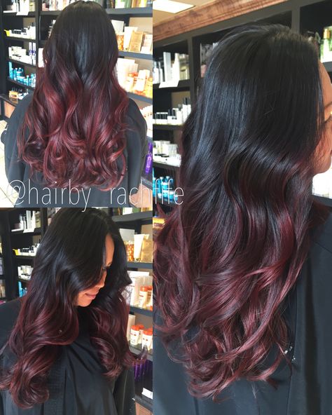 Dark Violet Hair, Violet Ombre, Wine Hair Color, Wine Hair, Violet Hair, Balayage Hair Dark, Ombre Balayage, Hair Color For Black Hair, Ombre Hair