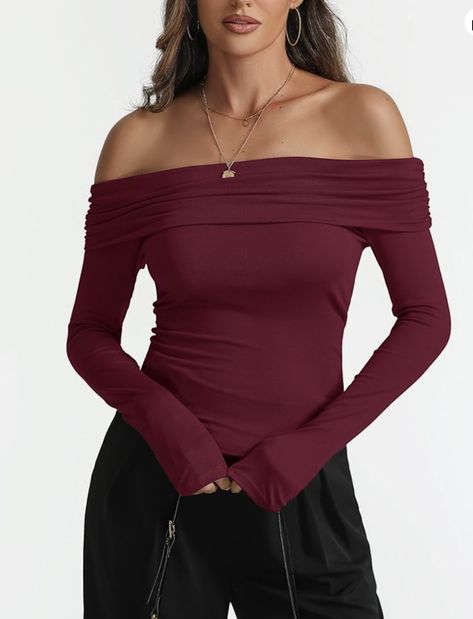 You could wear it in folding over or without folding two styles. The unique design of this off shoulder top may cause it flip up slightly when you raise your arms very high. Thank you for your understanding
Matrial: this sexy tops is made of high quality cotton fabric, which is breathable and soft to skin, so that it can fit easily into your body Y2k T Shirt, Fall Blouse, Shoulder Tops, Off Shoulder Tops, Shoulder Top, Unique Design, Off Shoulder, Going Out, Cotton Fabric