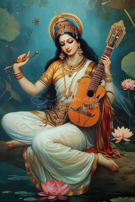 Saraswati Mata Wallpaper, Maha Saraswati, Mata Wallpaper, Lord Saraswati, Hindu Goddess Saraswati, Saraswati River, Maa Parvati, Saraswati Picture, Claire Morgan