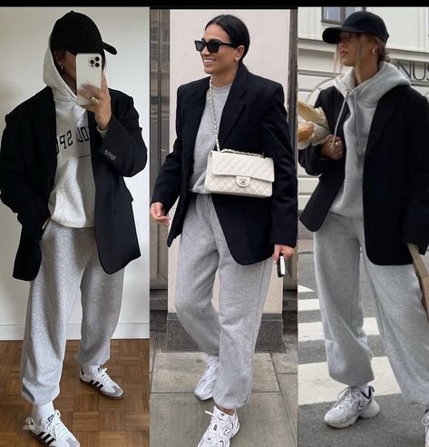 Sports Wear Outfits, Sweat Suits Outfits, Black Blazer Outfit, Blazer Outfits Casual, Winter Travel Outfit, Capsule Wardrobe Outfits, Mom Jeans Outfit, Joggers Outfit, Blazer Outfit