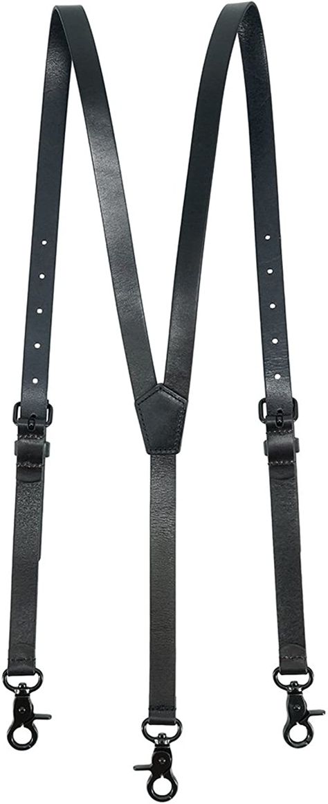 Lawevan Men's Black Genuine Leather Steampunk Y Suspenders with 3 Snap Hooks Great for Wedding & Part at Amazon Men’s Clothing store Suspenders Wedding, Leather Suspenders, Suspenders, Fashion Brands, Leather Material, Clothing Store, Top Styles, Wedding Party, Fashion Branding