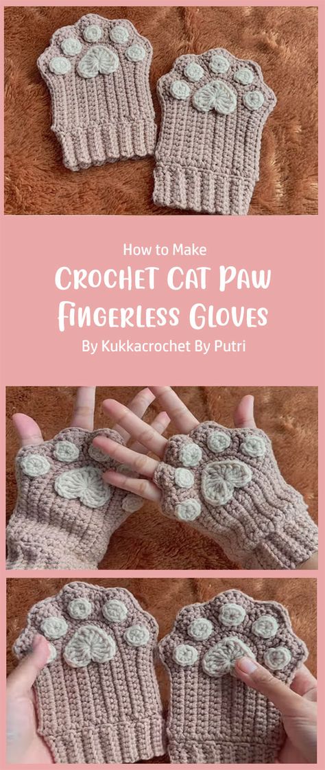 In this tutorial by the talented Putri, you’ll embark on a beginner-friendly journey to create adorable and cozy fingerless gloves with a whimsical cat paw design. Let’s dive in and explore the world of crochet craftsmanship! Free Crochet Gloves Pattern Fingerless Mittens, Crochet Paws Pattern Free, Cute Crochet Mittens, Cats With Mitten Paws, Crochet Paw Hand Warmers, Crochet Cat Paws Free Pattern, Crochet Paw Print Fingerless Gloves, Crochet Paw Mittens, Cat Paw Mittens