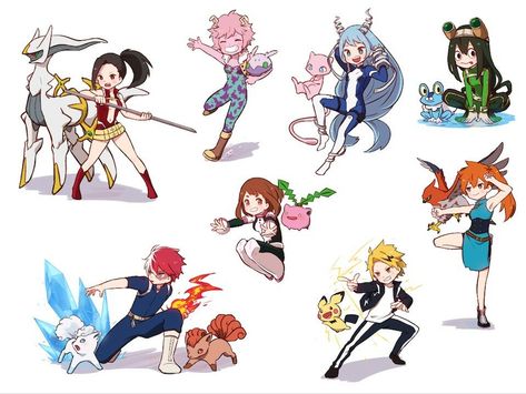 My Hero Academia x Pokemon Pokemon Crossover, Koro Sensei, Arte Sailor Moon, Fandom Crossover, My Hero Academia Memes, Hero Wallpaper, Buko No Hero Academia, Cartoon Crossovers, Anime Crossover