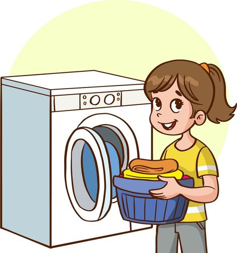 Washing Clothes Drawing, Washing Machine Drawing, Project For Science, Language Pictures, Save Water Drawing, Cleaning Cartoon, Map Mapping, Clothes Washing, Daily Cartoon