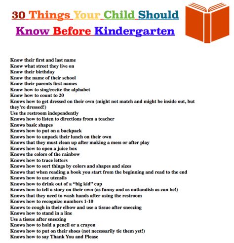 30 Things Every Child Should Know Before Kindergarten - Mom Generations | Audrey McClelland | Stylish Life for Moms Kindergarten Need To Know, Kindergarten Checklist For Parents, Things Kindergarteners Should Know, Getting Ready For Kindergarten Activity, Kindergarten Must Haves For Kids, Kindergarten Checklist, Preschool Checklist, Best Books For Kindergarteners, Getting Ready For Kindergarten