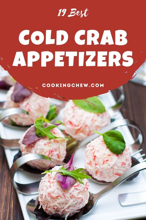 From salads and phyllo bites to cheese balls and dips, these 19 cold crab recipes are light and refreshing–all perfect for summer and outdoor fun! Cold Fish Appetizers, Crab Salad Appetizer, Imitated Crab Appetizers, Lump Crab Appetizer, Cold Seafood Recipes, Cold Crab Appetizer Recipes, Cold Crab Recipes, Cold Seafood Appetizers, Crab Balls Appetizers