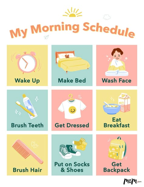 Grade 1 Morning Routine, Morning Routine Elementary School, Morning Routine Kindergarten, Morning To Do List, Morning Routine For Kids, Visual Schedule For Kids, Kids Morning Routine, Morning Routine For School, Morning Routine Schedule