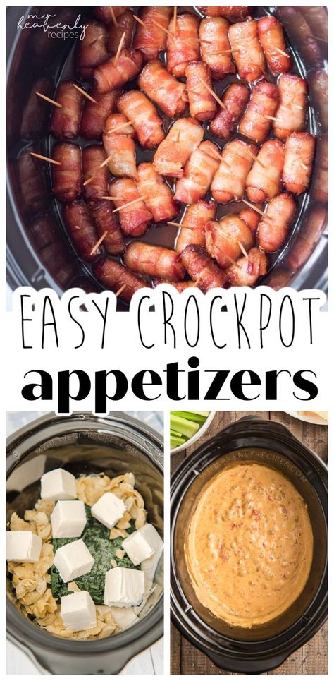 Mini Crockpot Appetizer Recipes, Crockpot Nye Recipes, New Years Appetizers Easy Crock Pot, Appetizers Crockpot Easy, Quick Crockpot Appetizers, Appetizer Recipes Easy Crockpot, Thanksgiving Dip Crockpot, Potluck Recipes Appetizers, Easy Party Dips Crock Pots