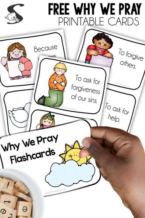 Engaging Why do We Pray Printable Cards for Sunday School Teach Me To Pray Printable, Catholic Schools Week Activities For Preschool, Preschool Prayer Craft, First Day Of Sunday School Activities, Preschool Bible Lessons Printables, Prayer Lessons For Kids, Bible Class Ideas For Kids, Prayer Crafts For Preschool, Love Sunday School Lesson