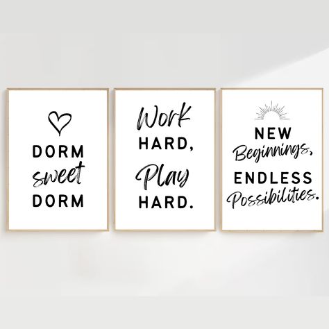 Simple Dorm Room Design -- Looking for the perfect dorm room decor for your new home? These aesthetic, minimalist posters are the ultimate dorm room essentials to your college dorm. Click to shop these cute and trendy wall decor art and brighten your room, lift your spirits, and create comfort! :) College Acceptance Gift, Dorm Decor College, University Dorm, Freshman Dorm, Cozy Dorm Room, University Dorms, College Dorm Decor, College Acceptance, Dorm Inspiration