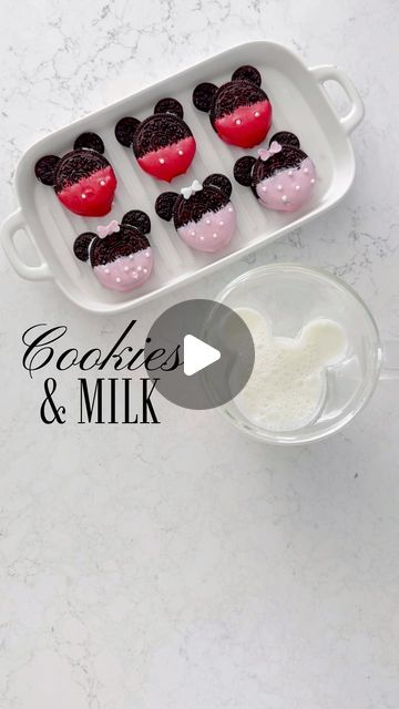 Kristen Racanati on Instagram: "Disney inspired cookies and milk 🥛 Tag a #disneylover 

What you need:
• pink + red candy melts
• extra stuffed Oreos 
• oreo minis
• heart sprinkles 
• sugar pearl sprinkles 
.
.
.
#disney #disneyfood #disneyfoodie #cookies #milkandcookies #cookiesandmilk #desserts #dessert #desserttime #kidssnack #kidssnacks #kidssnackideas #snacking #snacksonsnacks #oreo #mickey #mickeymouse #minnie #minniemouse #disneylove #disneybirthday #birthdayparty #party #partyideas #mickeybirthday #minniebirthday #disneylove" Minnie Mouse Oreos, Cookies And Milk, Heart Sprinkles, Mickey Birthday, Minnie Birthday, Milk N Cookies, Disney Birthday, Disney Lover, Red Candy