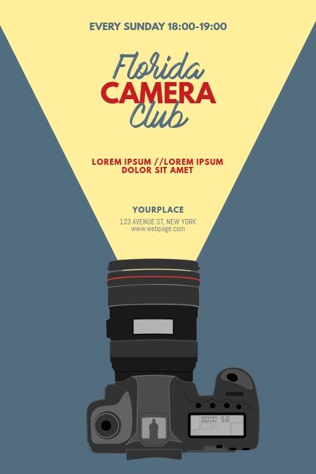 Camera Club Flyer Design Template | PosterMyWall School Club Flyers, Camera Design Art, Photo Flyer Design, School Club Flyer Design, Flyer Inspiration Design, Club Flyers Design, Art Club Flyer, Photography Poster Design Creative, Camera Poster Design