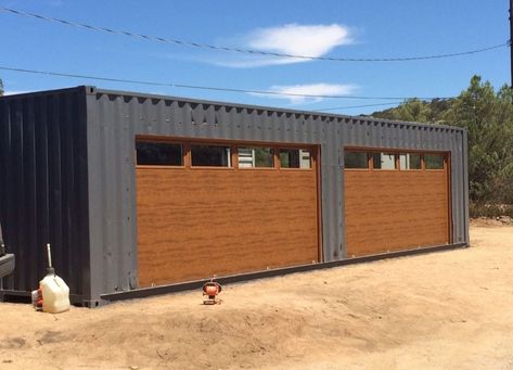 Shipping Container Garages & Shops Shipping Container Garage, Container Garage, Shipping Container Sheds, Shipping Container Storage, Prefab Shipping Container Homes, Industrial Garage, Shipping Container Buildings, Container Home Designs, Container Living