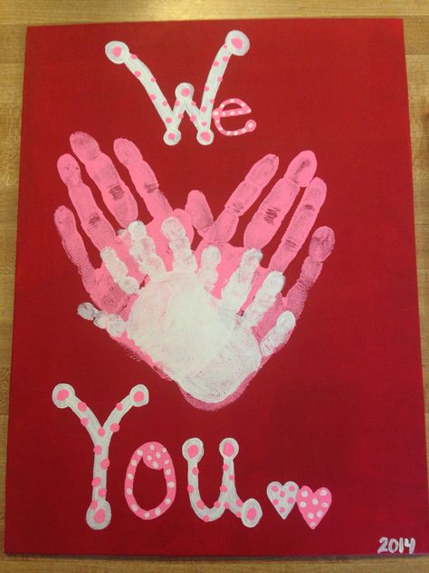 Hand Print Art, Valentines Bricolage, Baby Art Projects, Valentine's Day Crafts For Kids, Valentine Crafts For Kids, First Home Gifts, Diy Father's Day Gifts, Diy Gifts For Kids, Handprint Crafts